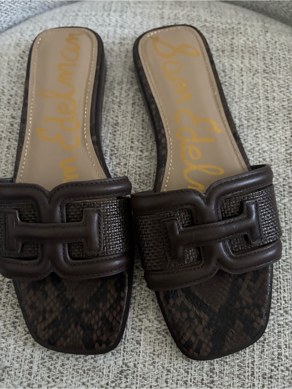 Sam Edelman Brown Textured Slide Mules - Picture 3 of 6